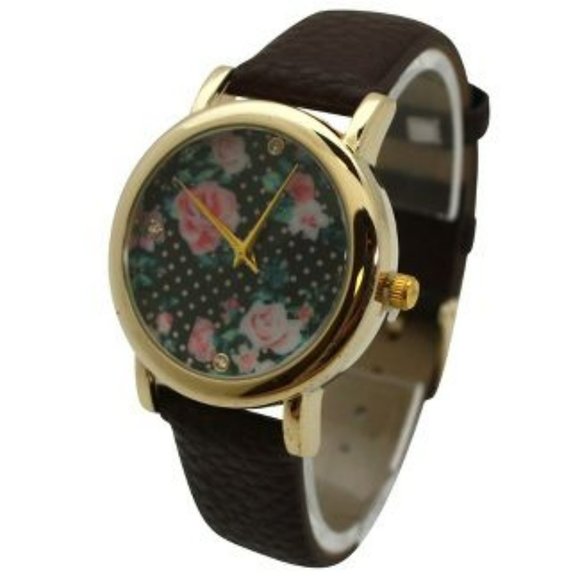 Olivia Pratt Solid Colors with Flowers Details Women Watch - Picture 2 of 2
